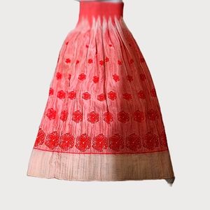 Strapless pink and red maxi dress